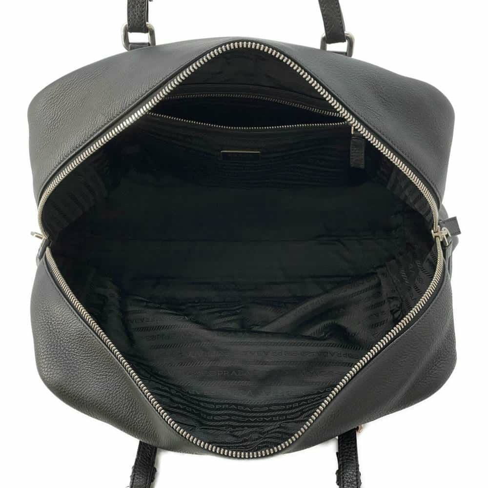 プラダ ハンドバッグ エンボスロゴ レザー BR3089 PRADA ボストンバッグ 黒