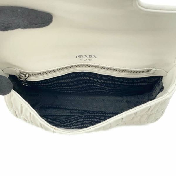 プラダ チェーンショルダーバッグ ギャザー レザー 1BD140 PRADA バッグ 白