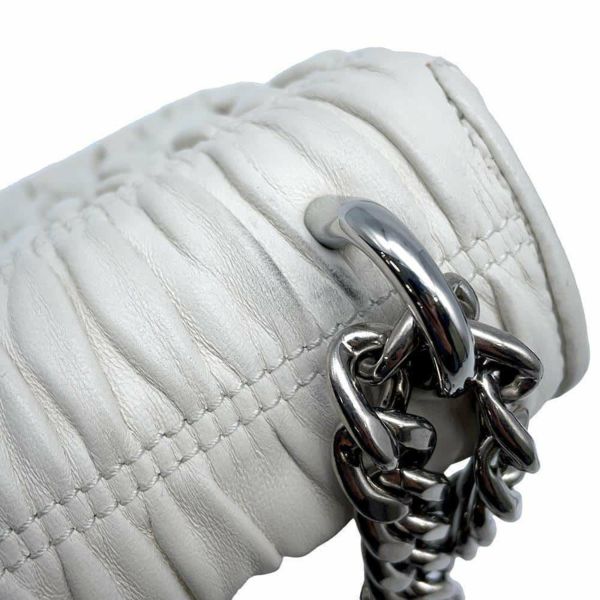 プラダ チェーンショルダーバッグ ギャザー レザー 1BD140 PRADA バッグ 白