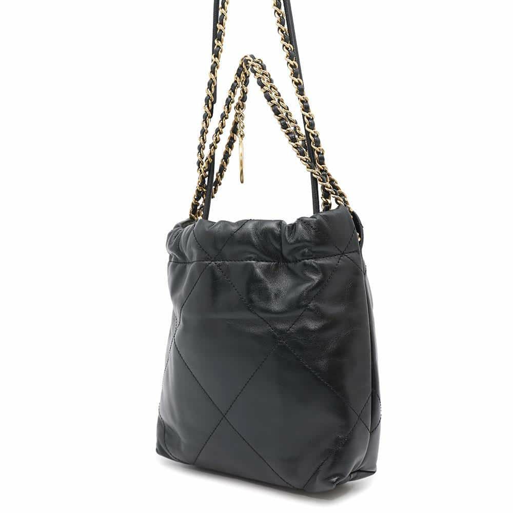 シャネル ハンドバッグ CHANEL 22 ミニ ココマーク シャイニーカーフレザー AS3980 CHANEL 2wayショルダーバッグ 黒