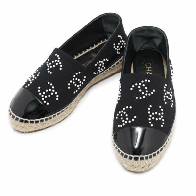 シャネル エスパドリーユ ココマーク パール レディースサイズ36C G38628 CHANEL 靴 黒 安心保証