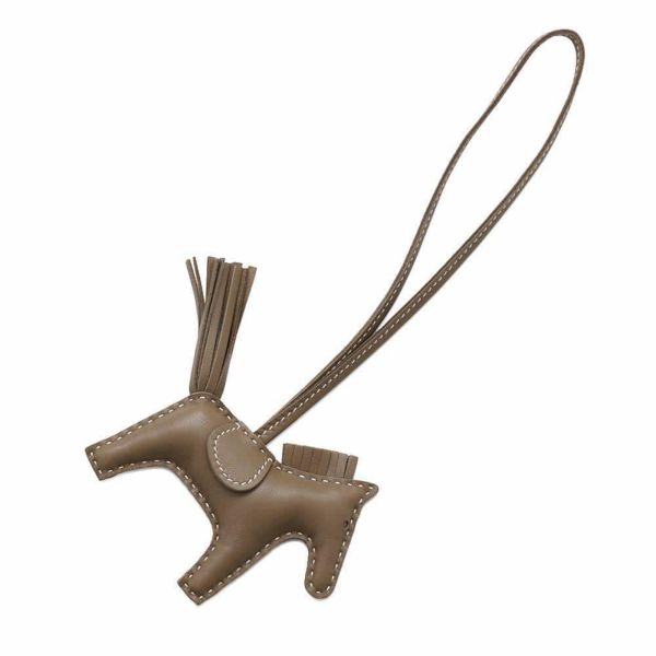 エルメス バッグチャーム ロデオ PM エトゥープ ラムスキン W刻印 HERMES チャーム