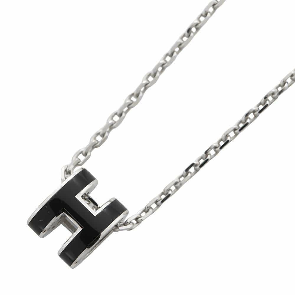 エルメス ネックレス ミニ・ポップアッシュ ブラック/シルバー金具 HERMES アクセサリー