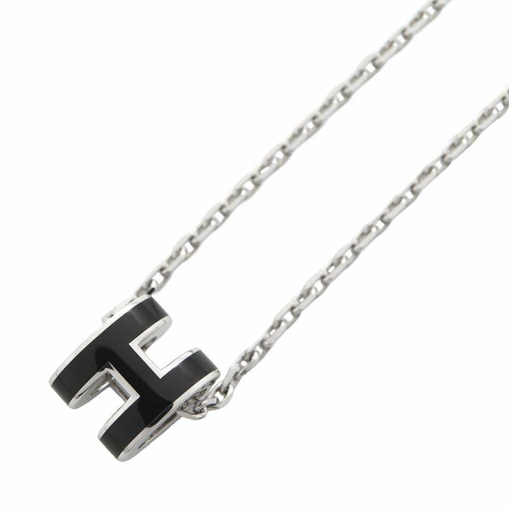 エルメス ネックレス ミニ・ポップアッシュ ブラック/シルバー金具 HERMES アクセサリー