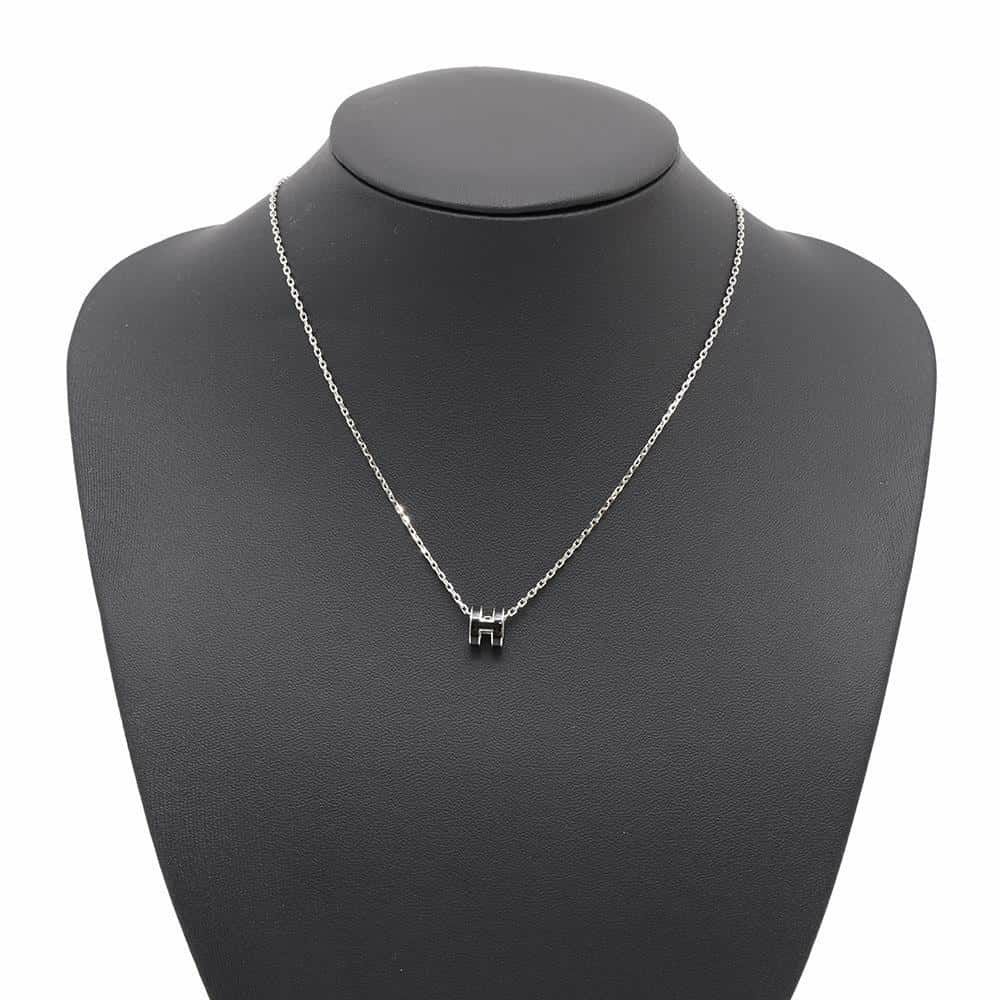 エルメス ネックレス ミニ・ポップアッシュ ブラック/シルバー金具 HERMES アクセサリー