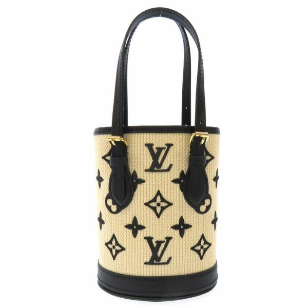 ルイヴィトン ショルダーバッグ コットン/レザー ナノ・バゲット M82418 LOUIS VUITTON ベージュ/ノワール