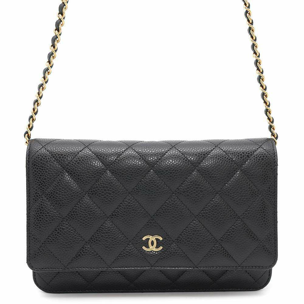シャネル チェーンウォレット クラシック マトラッセ ココマーク キャビアスキン AP0250 CHANEL 財布 黒