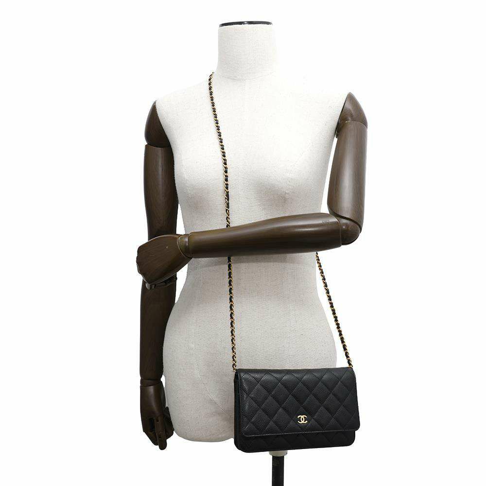 シャネル チェーンウォレット クラシック マトラッセ ココマーク キャビアスキン AP0250 CHANEL 財布 黒