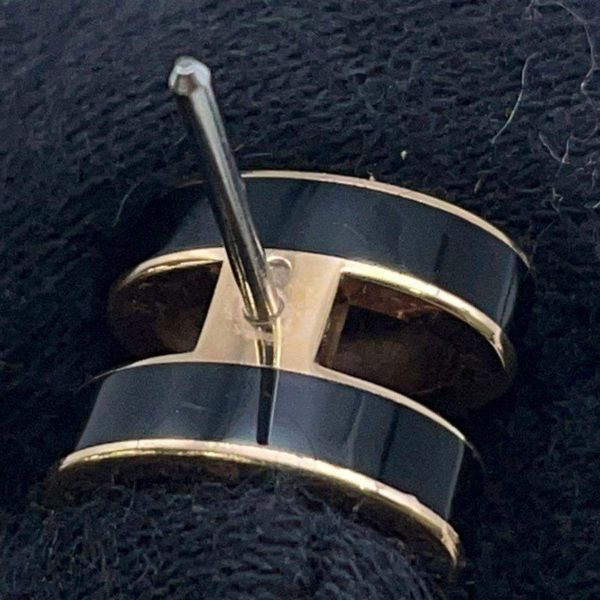 エルメス ピアス ポップアッシュ ブラック/ピンクゴールド金具 Hモチーフ HERMES Pop H ポップH  黒