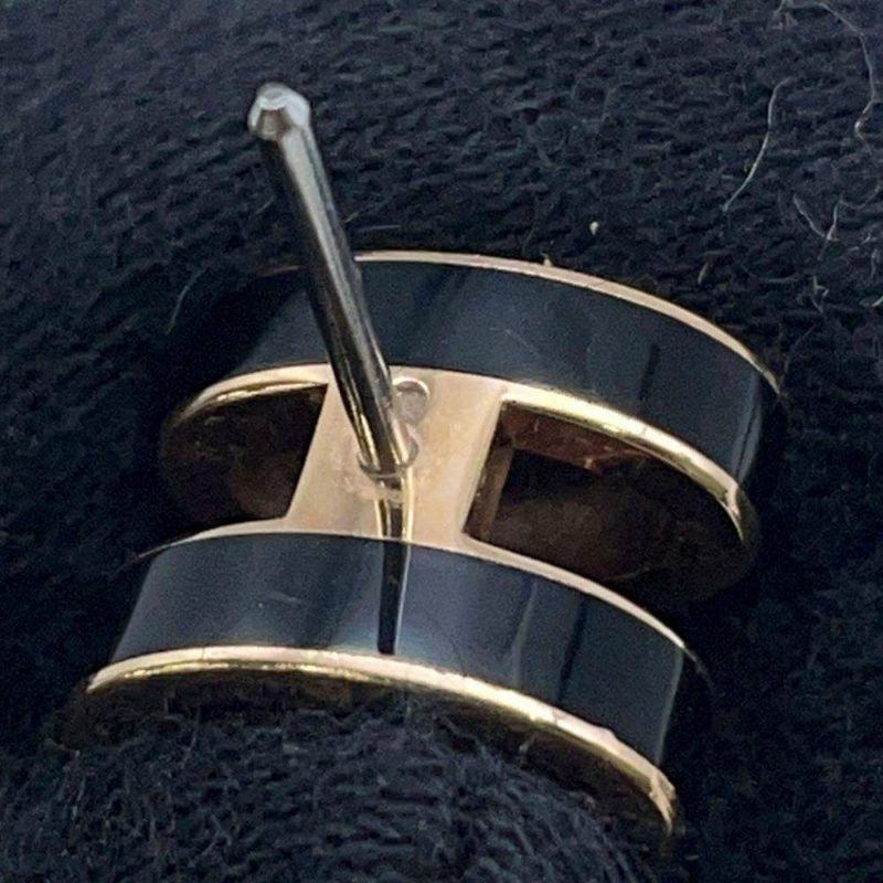 エルメス ピアス ポップアッシュ ブラック/ピンクゴールド金具 Hモチーフ HERMES Pop H ポップH  黒