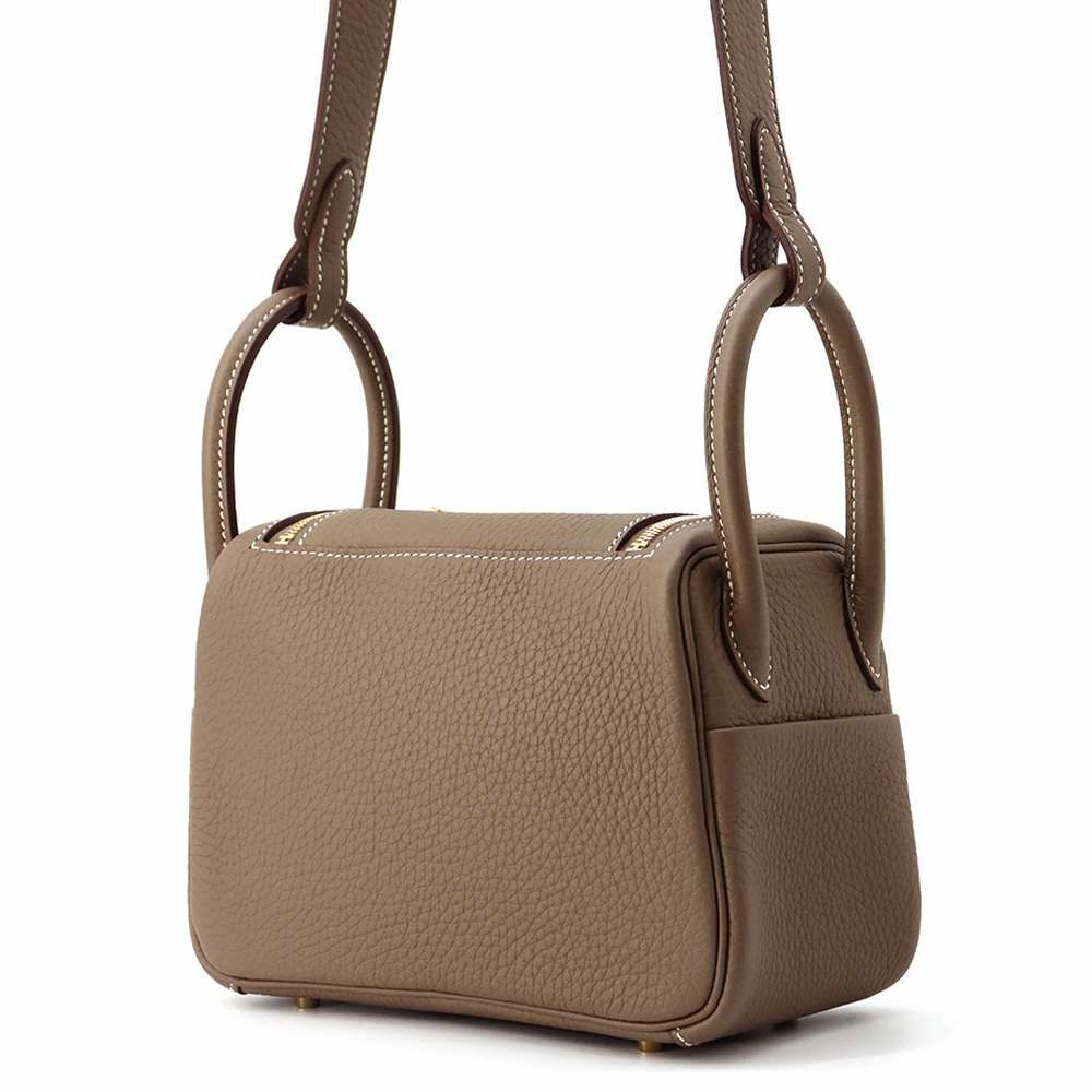 エルメス リンディ ミニ エトゥープ/ゴールド金具 トリヨンクレマンス W刻印 HERMES 2wayショルダー