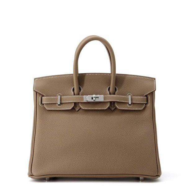 エルメス バーキン25 エトゥープ/シルバー金具 トゴ W刻印 HERMES Birkin ハンドバッグ