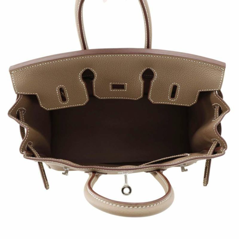 エルメス バーキン25 エトゥープ/シルバー金具 トゴ W刻印 HERMES Birkin ハンドバッグ