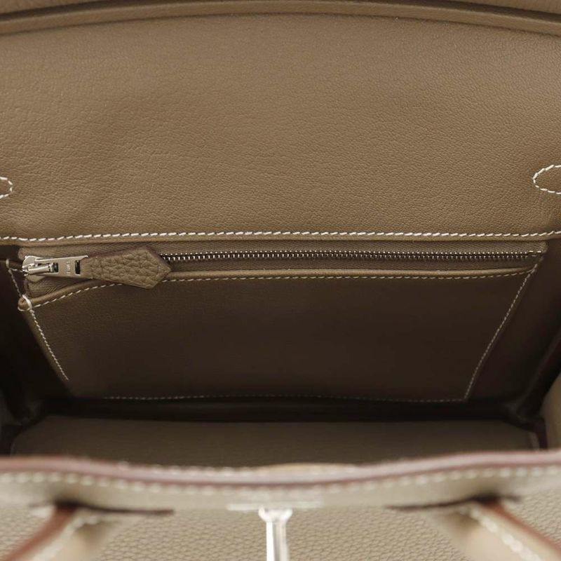 エルメス バーキン25 エトゥープ/シルバー金具 トゴ W刻印 HERMES Birkin ハンドバッグ