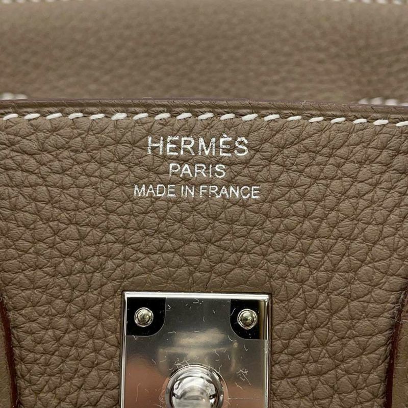 エルメス バーキン25 エトゥープ/シルバー金具 トゴ W刻印 HERMES Birkin ハンドバッグ