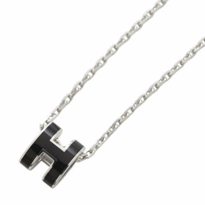 エルメス ネックレス ミニ・ポップアッシュ ブラック/シルバー金具 HERMES アクセサリー