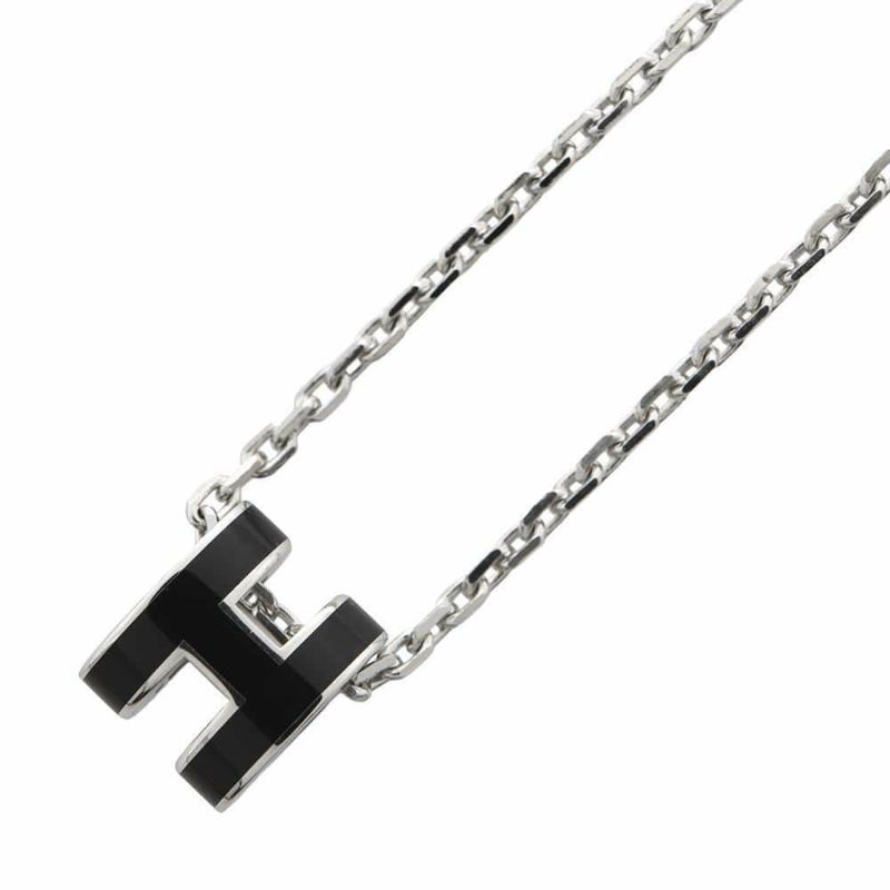 エルメス ネックレス ミニ・ポップアッシュ ブラック/シルバー金具 HERMES アクセサリー