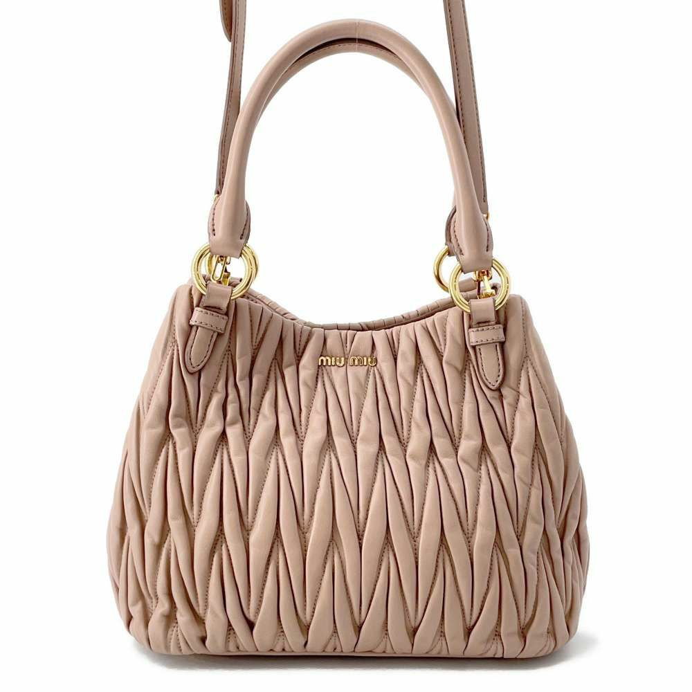 ミュウミュウ ハンドバッグ マテラッセ ギャザー 5BE886 Miu Miu 2wayショルダーバッグ