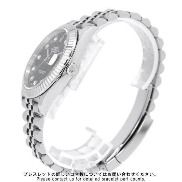 ロレックス デイトジャスト41 SS/K18 10Pダイヤ ランダムシリアル ルーレット 126334G ROLEX 腕時計 黒文字盤