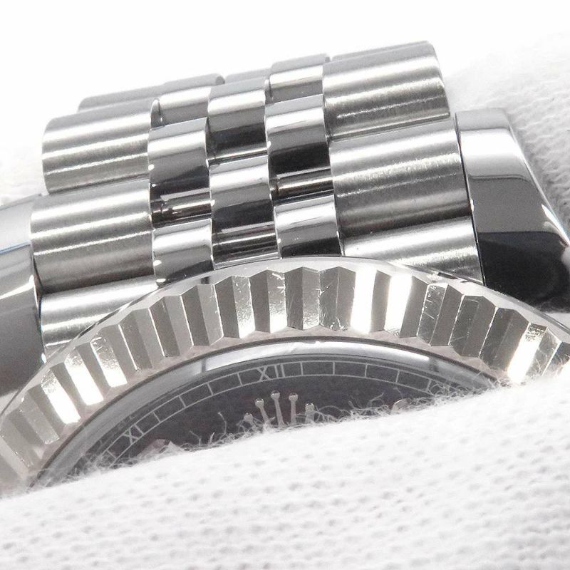 ロレックス デイトジャスト41 SS/K18 10Pダイヤ ランダムシリアル ルーレット 126334G ROLEX 腕時計 黒文字盤