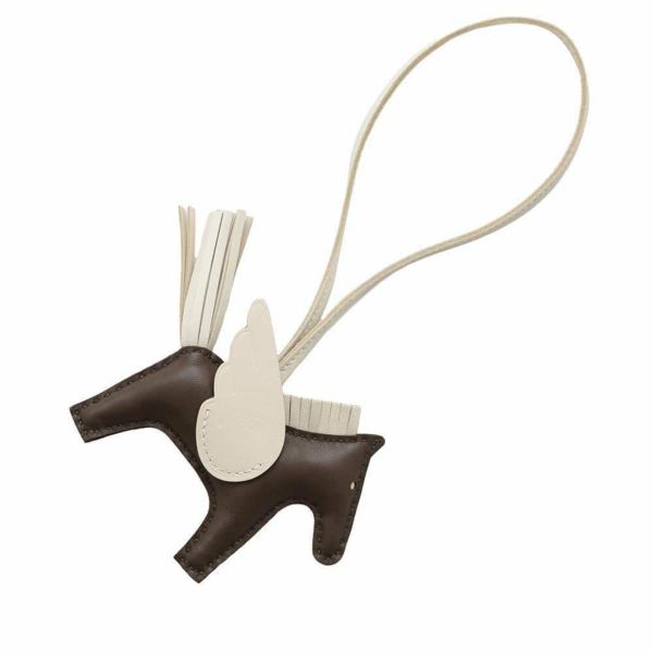 エルメス バッグチャーム ロデオPM ペガサス ショコラ/クレ ラムスキン W刻印 HERMES チャーム