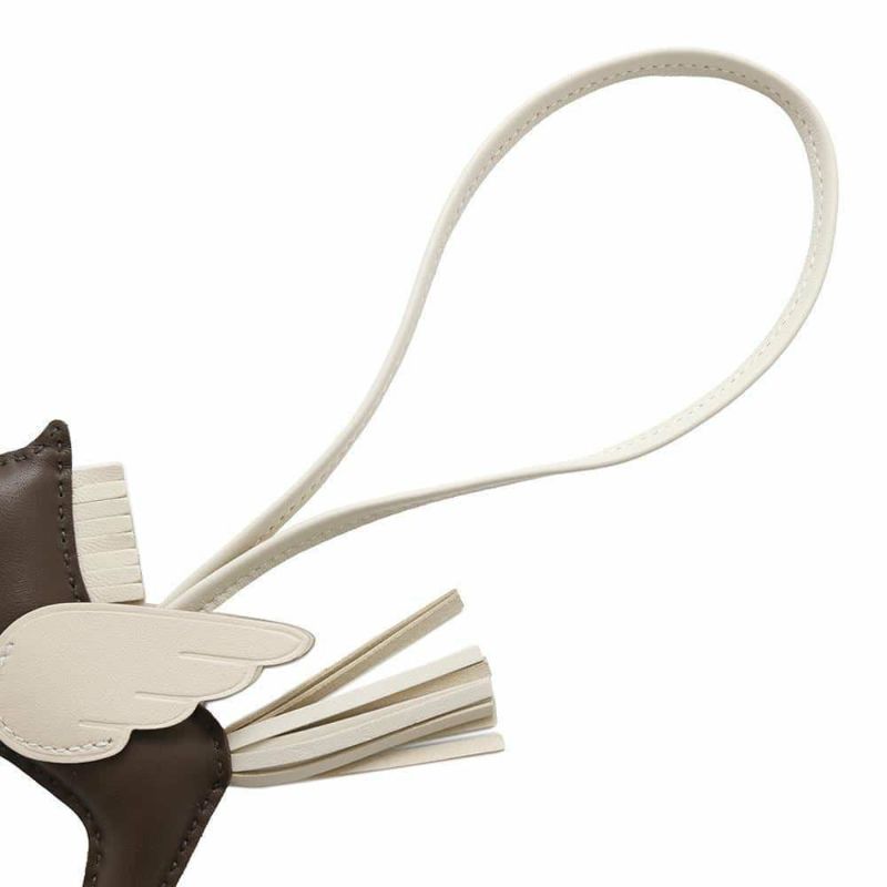 エルメス バッグチャーム ロデオPM ペガサス ショコラ/クレ ラムスキン W刻印 HERMES チャーム