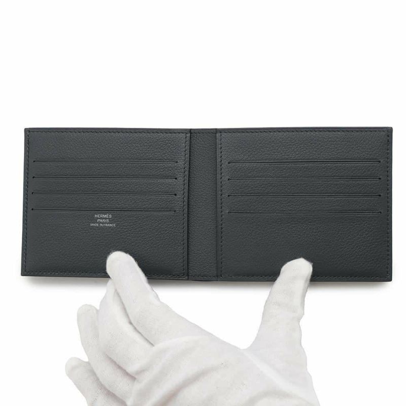 エルメス 二つ折り財布 シチズンツイル コンパクト グリミスティ エバーカラー W刻印 HERMES 財布 メンズ