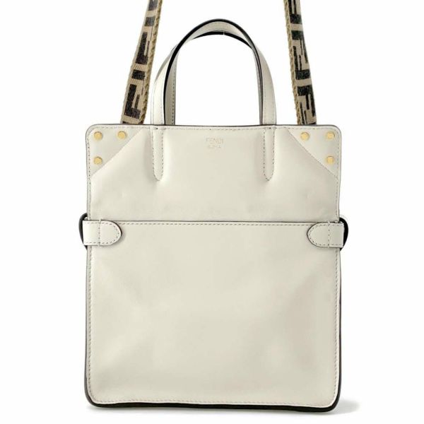 フェンディ ハンドバッグ フリップ スモール 8BT306 FENDI 2way 白