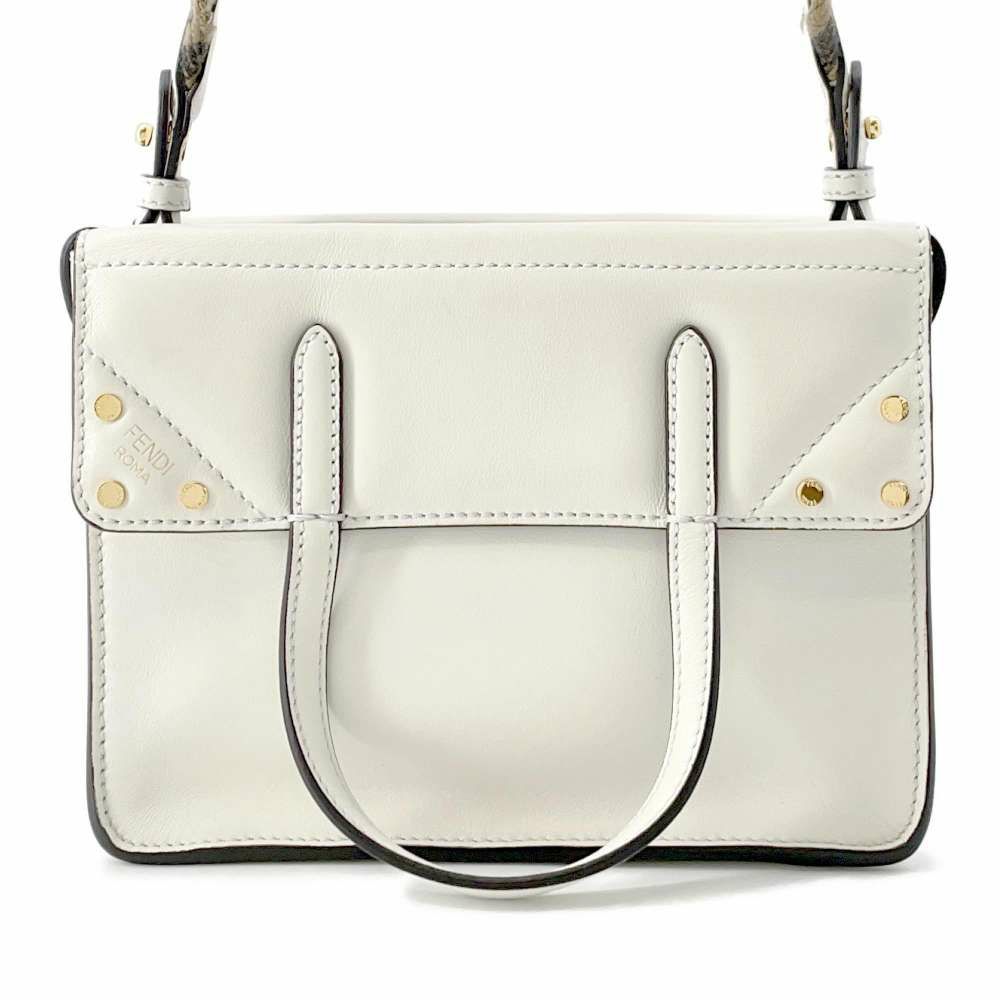 フェンディ ハンドバッグ フリップ スモール 8BT306 FENDI 2way 白 