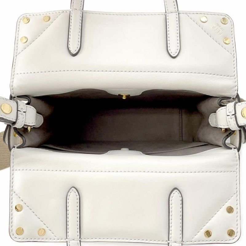 フェンディ ハンドバッグ フリップ スモール 8BT306 FENDI 2way 白