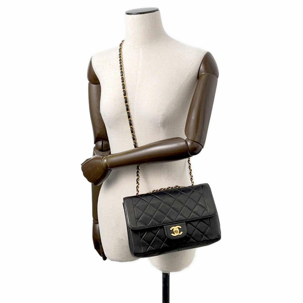 シャネル チェーンショルダーバッグ ダイアナ マトラッセ ココマーク ラムスキン A05289 CHANEL 黒