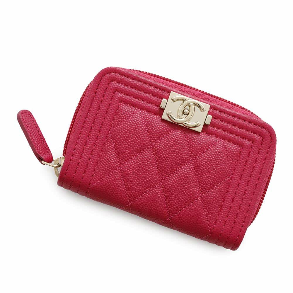 シャネル コインケース ボーイシャネル ジップ コインパース マトラッセ キャビアスキン A80602 CHANEL 財布