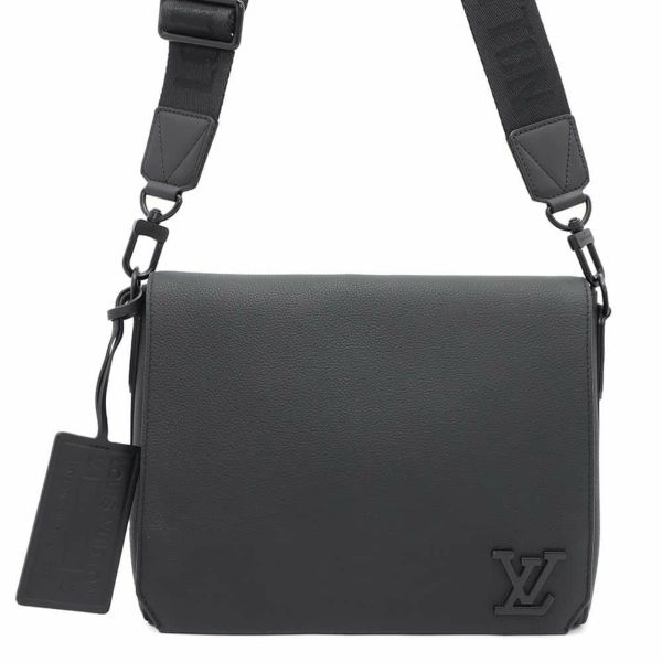 ルイヴィトン ショルダーバッグ テイクオフ・メッセンジャー グレインレザー M57080 LOUIS VUITTON ブラック 黒