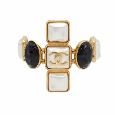 シャネル ブレスレット グリポア ココマーク P20K CHANEL アクセサリー 黒 白 安心保証