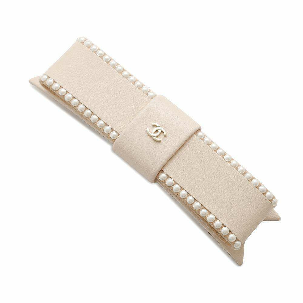 シャネル バレッタ リボンモチーフ ココマーク ラムスキン フェイクパール 23S AA9134 CHANEL ヘアアクセサリー