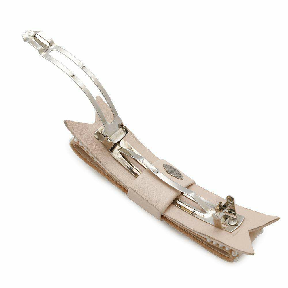 シャネル バレッタ リボンモチーフ ココマーク ラムスキン フェイクパール 23S AA9134 CHANEL ヘアアクセサリー