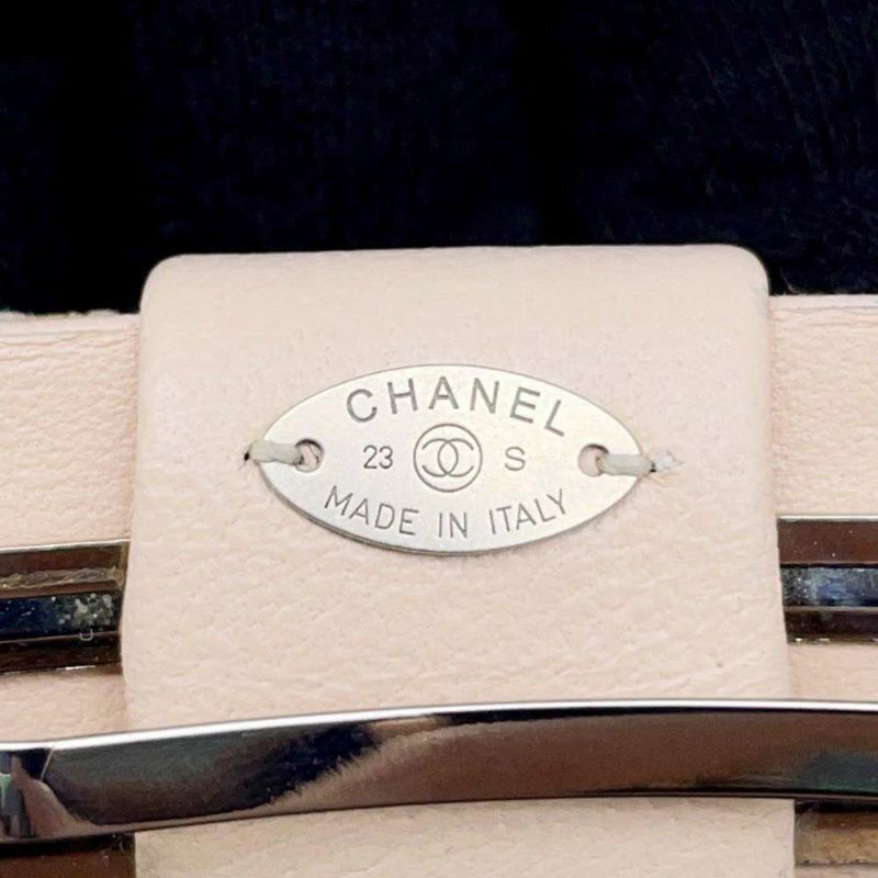 シャネル バレッタ リボンモチーフ ココマーク ラムスキン フェイクパール 23S AA9134 CHANEL ヘアアクセサリー