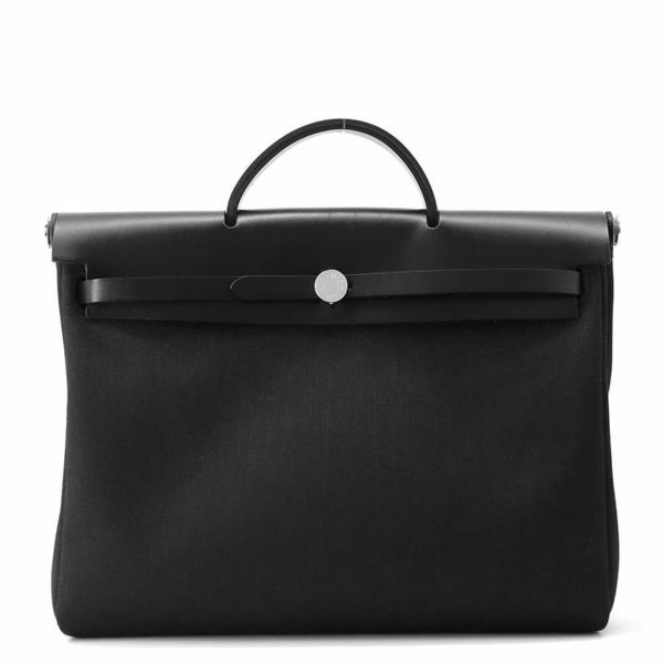 エルメス ショルダーバッグ エールバッグジップMM ブラック/シルバー金具 ヴァッシュハンター /トワルミリタリー B刻印 黒