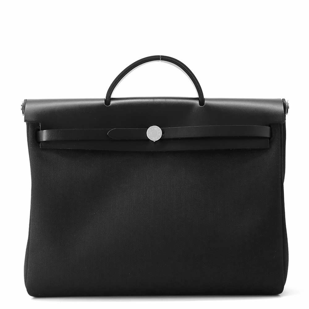 エルメス ショルダーバッグ エールバッグジップMM ブラック/シルバー金具 ヴァッシュハンター /トワルミリタリー B刻印 黒