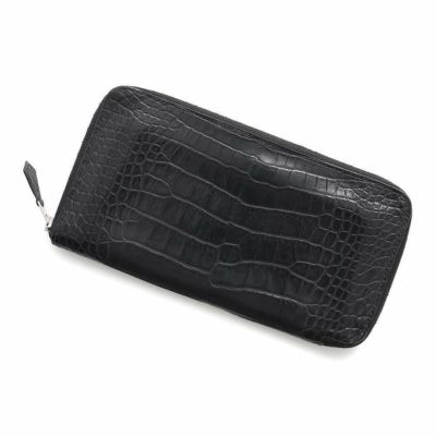 エルメス 長財布 アザップロング ブラック/シルバー金具 アリゲーターマット U刻印 財布 安心保証