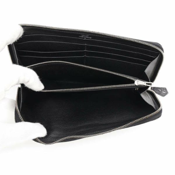 エルメス アザップロング アリゲーター 長財布 U刻印 エルメス 長財布 アザップロング ブラック/シルバー金具