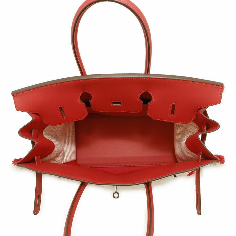 エルメス バーキン35 フレイフレイ ルージュクー/シルバー金具 スイフト/ツイルアッシュ Z刻印