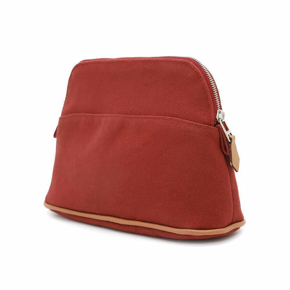 エルメス ポーチ ボリードポーチ ミニ レッド/シルバー金具 キャンバス HERMES 小物入れ