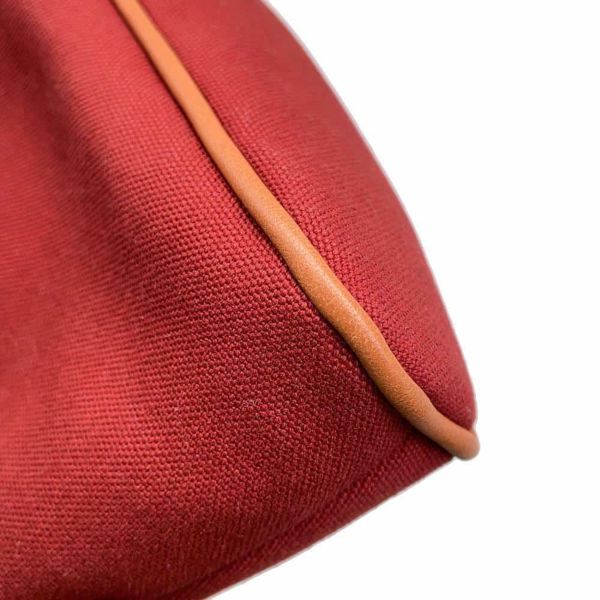 エルメス ポーチ ボリードポーチ ミニ レッド/シルバー金具 キャンバス HERMES 小物入れ