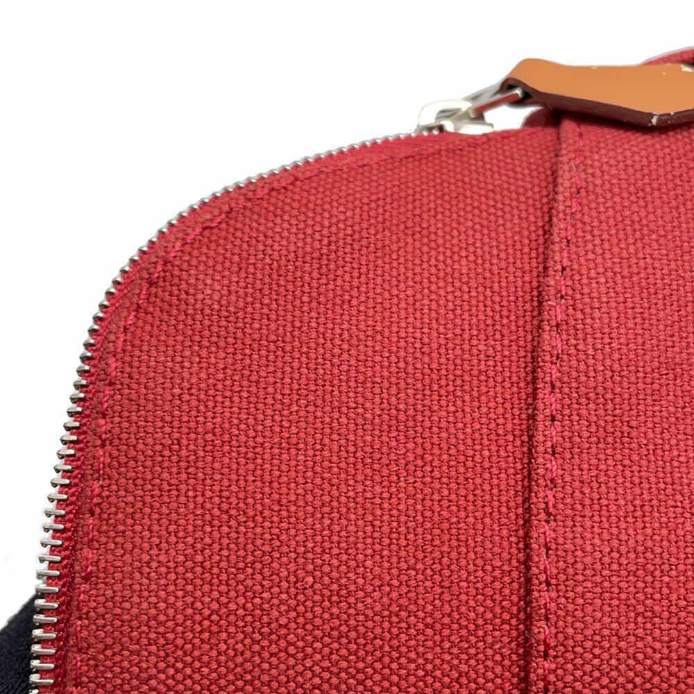 エルメス ポーチ ボリードポーチ ミニ レッド/シルバー金具 キャンバス HERMES 小物入れ