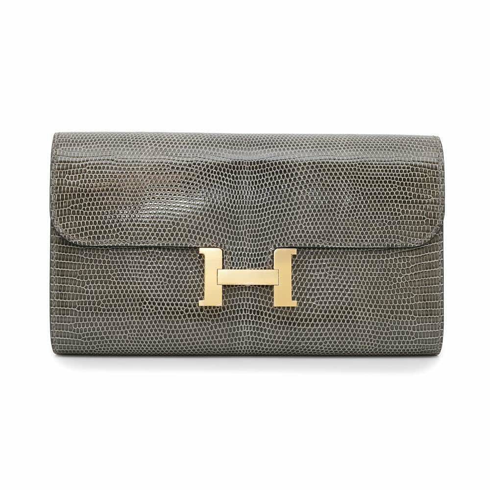 エルメス 長財布 コンスタンス トゥーゴー ロング グリスフォンセ/ゴールド金具 リザード B刻印