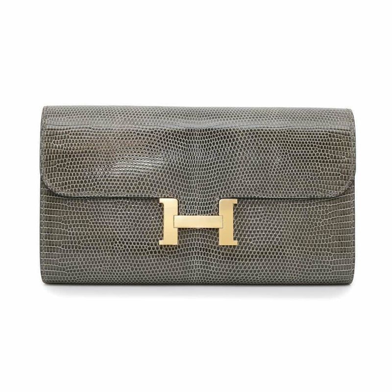 エルメス 長財布 コンスタンス トゥーゴー ロング グリスフォンセ/ゴールド金具 リザード B刻印