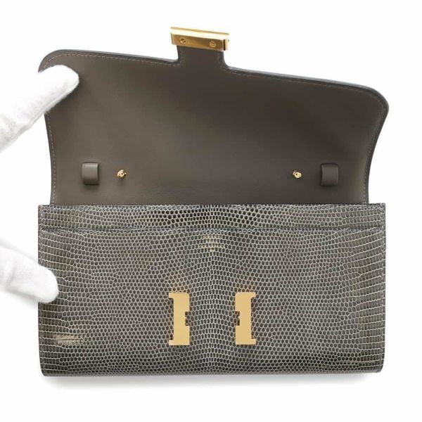 エルメス 長財布 コンスタンス トゥーゴー ロング グリスフォンセ/ゴールド金具 リザード B刻印