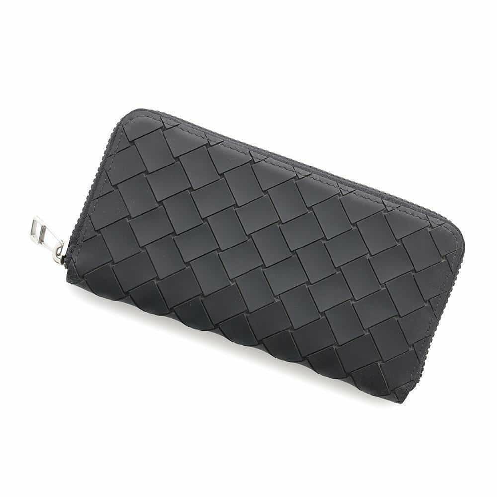 ボッテガヴェネタ 長財布 イントレチャート ラウンドファスナー ラバー BOTTEGA VENETA 財布 黒