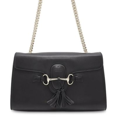 グッチ チェーンショルダーバッグ エミリー レザー GGキャンバス フリンジ付き EMILY 295402 GUCCI バッグ 黒 安心保証